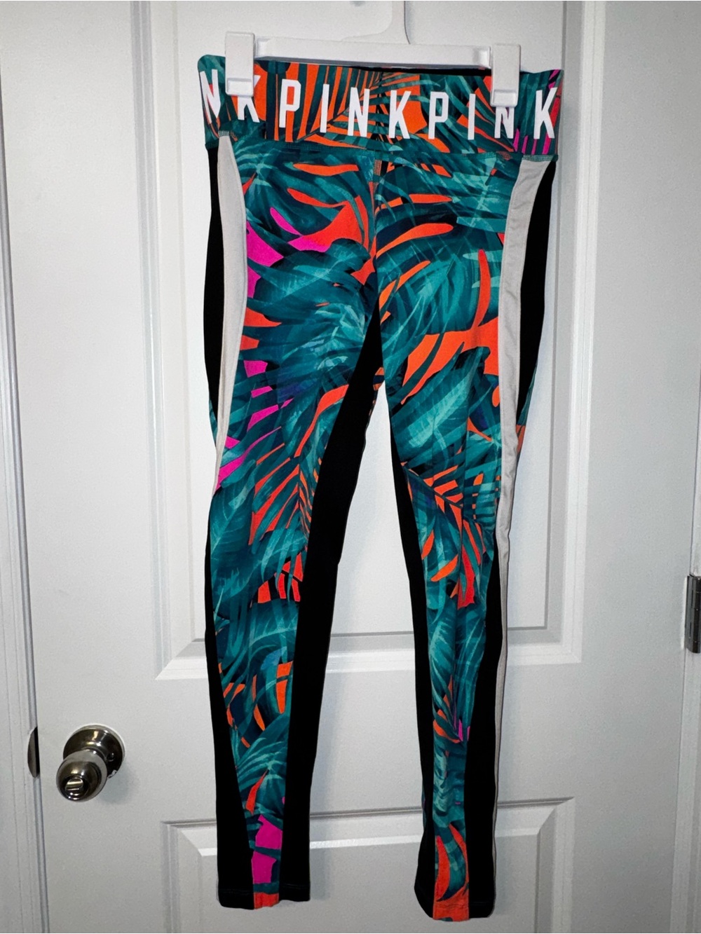 PINK Victoria's Secret Tropical Palm Print Leggings - Teal, Orange, Pink